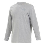 Men's Y-3 Logo Pattern Micro Mark Casual Long Sleeves Round Neck Gray T-Shirt GK4516