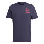 adidas originals Kevin Lyons Tee Back Cartoon Pattern Printing Round Neck Casual Short Sleeve Couple Style Navy Blue HC7123