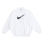 (WMNS) Nike SS22 Sportswear Essential Logo Pattern Wrinkled Woven Loose Stand Collar Jacket White DM6182-100