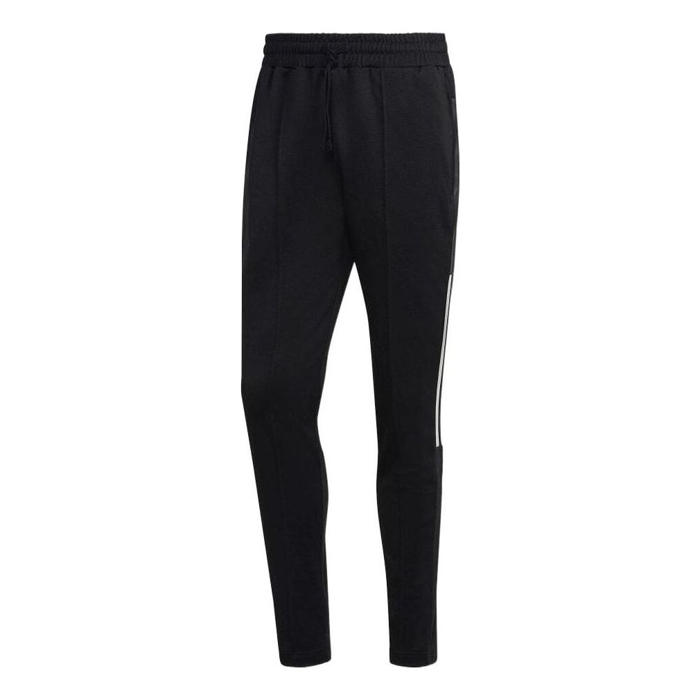 Men's adidas Solid Color Stripe Straight Casual Sports Pants/Trousers/Joggers Black HG2064