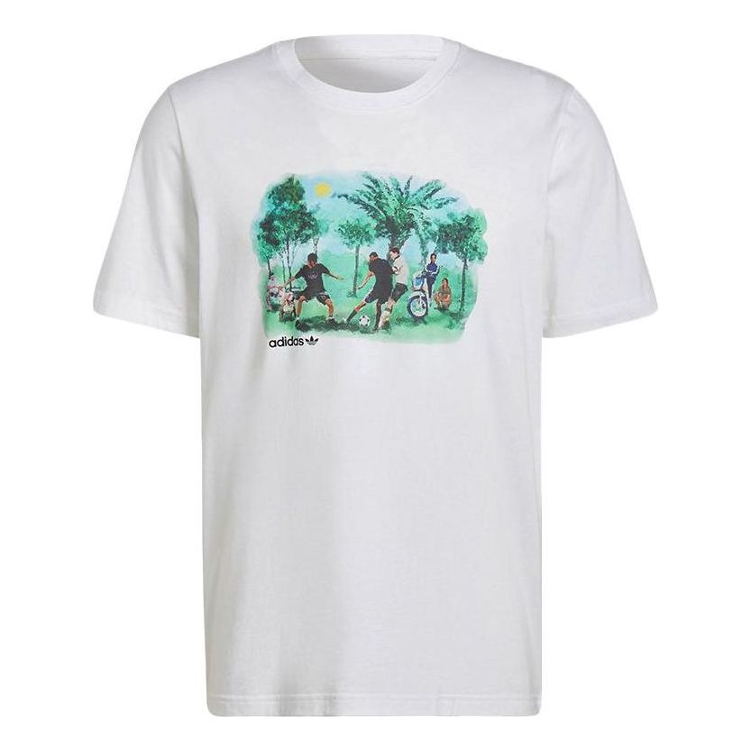 adidas originals Character Pattern Printing Round Neck Short Sleeve White HE4717
