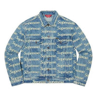 Supreme Frayed Logos Denim Trucker Jacket 'Teal White' SUP-SS21-667