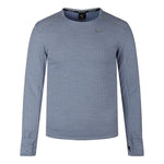 Men's Nike Brand logo Printing Running Sports Round Neck Long Sleeves Blue T-Shirt BV4708-460