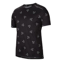 Men's Nike Pattern Logo Printing Round Neck Sports Short Sleeve Black T-Shirt CJ5408-010