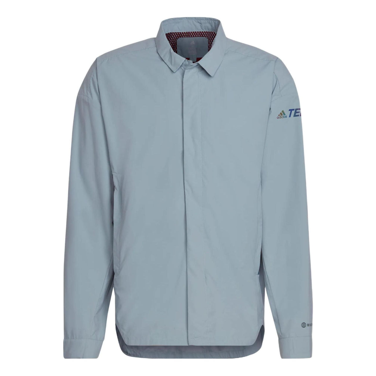 Men's adidas Terrex C Myshelter W.r Colorful Logo Stripe Printing Lapel Jacket Blue H65696