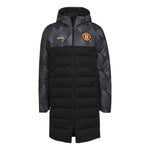 adidas Mufc Ssp Down Manchester United Soccer/Football Sports hooded mid-length Down Jacket Black GR3884