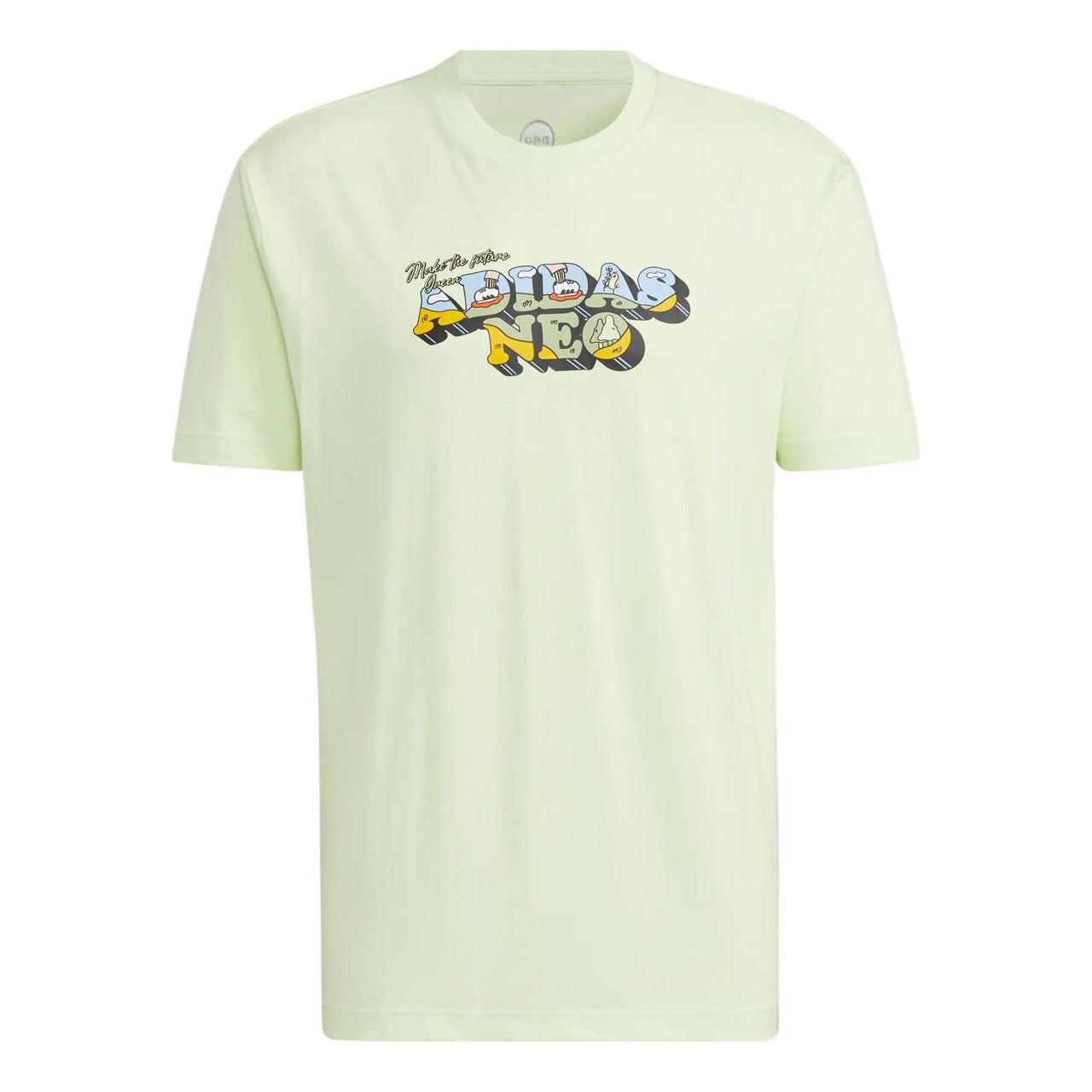Men's adidas neo Cartoon Logo Printing Sports Short Sleeve Acid Green T-Shirt HC9662