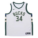 Nike NBA Basketball Sports Vest SW Fan Edition 20-21 Season Milwaukee Bucks Alphabet 34 White CW3599-103
