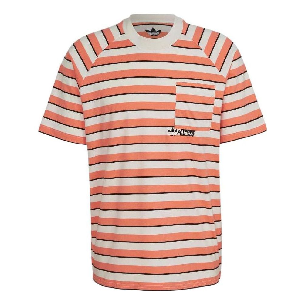 adidas originals Pocket Stripe Round Neck Short Sleeve Orange HT1663