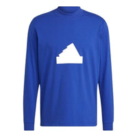 Men's adidas New Cl Ls Tee Logo Pullover Round Neck Long Sleeves Blue T-Shirt HN1957