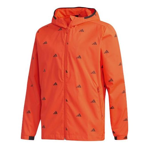adidas Windproof Training Sports Casual Jacket Red FM9421
