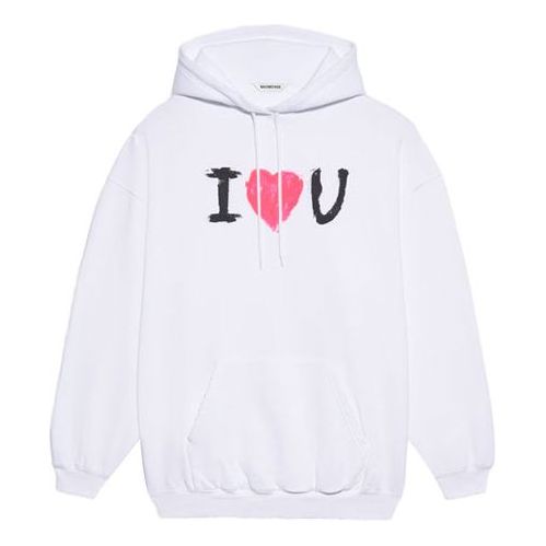 (WMNS) Balenciaga SS21 Printing Hoodie White 578135TJVL69040