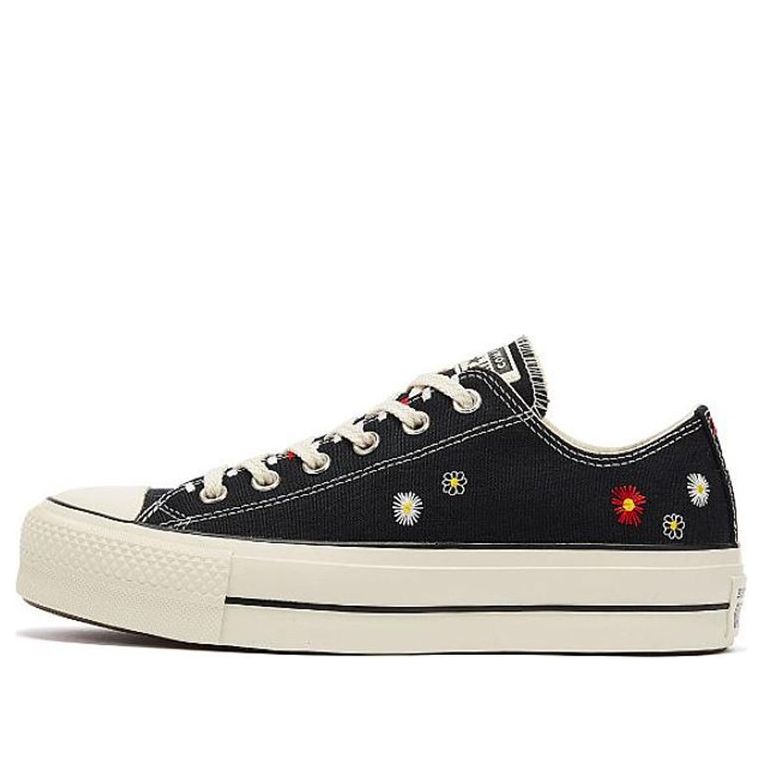 (WMNS) Converse Chuck Taylor All Star Lift Low 'Daisy Embroidery - Black' 567994C