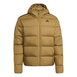 Men's adidas Logo Solid Color Long Sleeves Hooded Down Jacket Wheat Brown HD9743