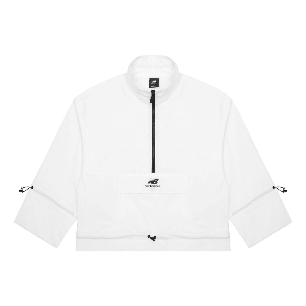 (WMNS) New Balance Logo Printing Half Zipper Sports Woven Stand Collar White Jacket AWJ13321-IV