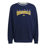 Men's adidas originals SCRIPT CREW Printing Sports Round Neck Navy Blue HF9224