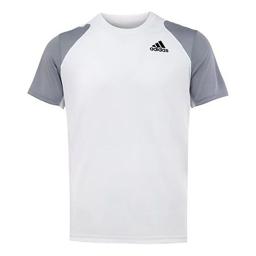 adidas Colorblock Logo Sports Training Short Sleeve Gray White HB9081