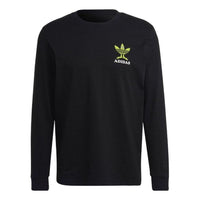 Men's adidas Alphabet Logo Printing Round Neck Pullover Long Sleeves Black T-Shirt HM2490