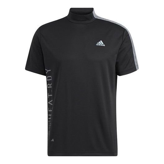 Men's adidas Colorblock Golf Sports Half Turtleneck Short Sleeve Black T-Shirt HA3120
