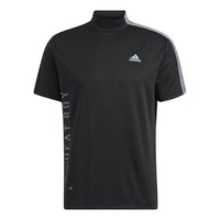 Men's adidas Colorblock Golf Sports Half Turtleneck Short Sleeve Black T-Shirt HA3120