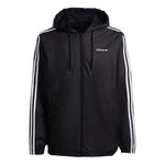 Men's adidas originals Trefoil C Wb Stripe Sports Hooded Jacket Black HC7124