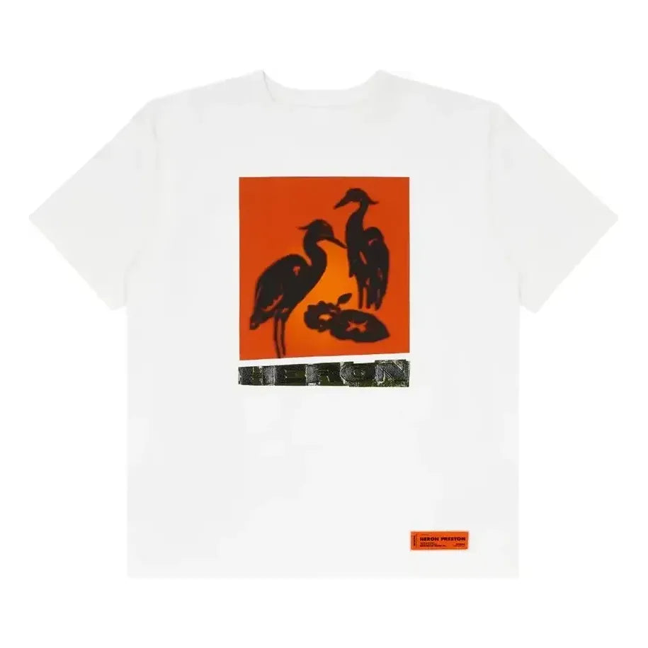 HERON PRESTON SS21 Nightshift T-Shirt 'White Orange' HMAA020R21JER0030120