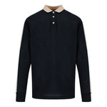 Gucci SS20 Side Sleeve Logo Striped Ribbon Long Sleeve Polo Shirt For Men Black 598955-XJB0Q-1082