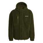 Men's adidas originals Polar Fleece Wb Logo Embroidered Sports Hooded Jacket Dark Olive Green HN0389