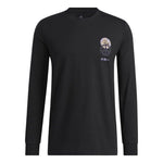 Men's adidas Back Alphabet Printing Cotton Knit Round Neck Pullover Long Sleeves Black T-Shirt HC7567
