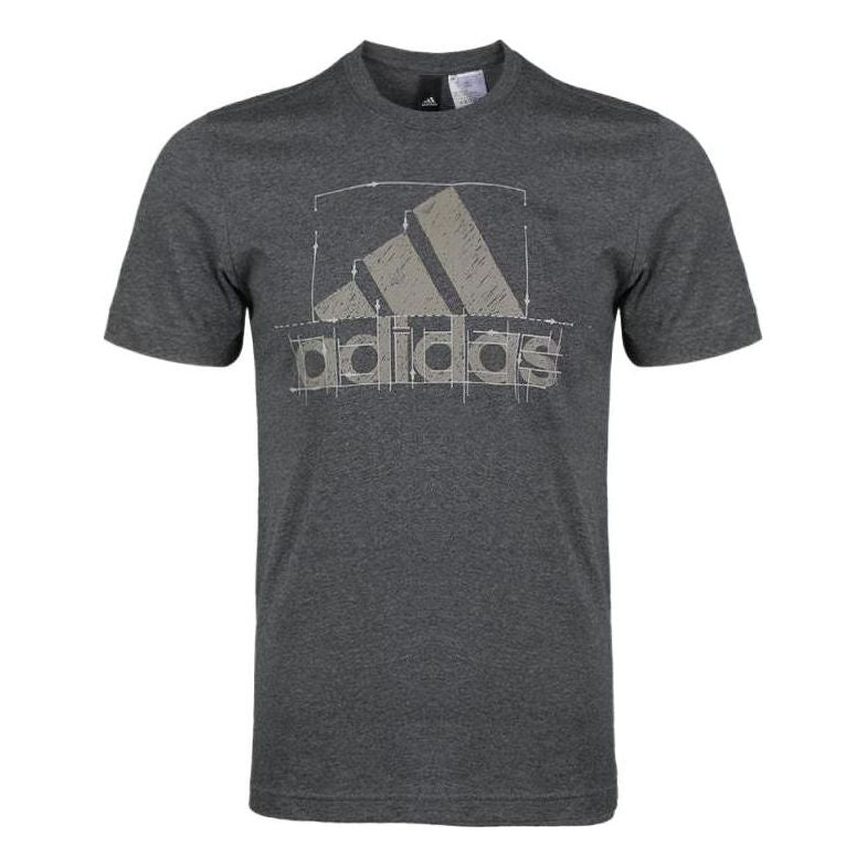 adidas Large Logo Athleisure Casual Sports Short Sleeve Gray DI0291