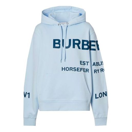 (WMNS) Burberry SS21 Horseferry Printing Pattern Hoodie Light Blue 80407681