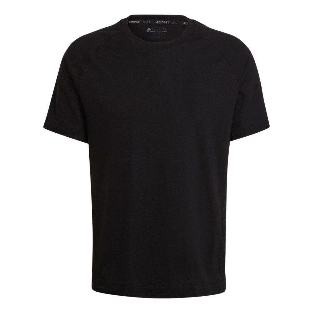 Men's adidas Solid Color Logo Alphabet Printing Round Neck Short Sleeve Black T-Shirt HJ9901
