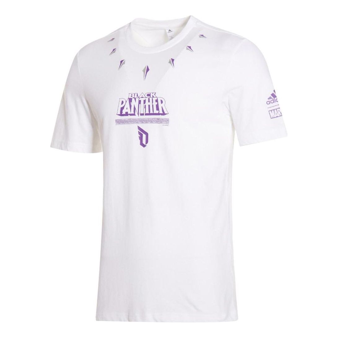 Men's adidas Alphabet Printing Round Neck Pullover Casual Short Sleeve White T-Shirt FM2812