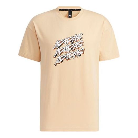 adidas Ub Gfx T Graffiti Printing Logo Sports Short Sleeve Yellow GP0841