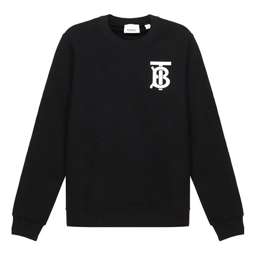 (WMNS) Burberry Pattern Round Neck Long Sleeves Pullover Hoodie Black 80243461