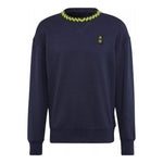 Men's adidas Solid Color Logo Athleisure Casual Sports Pullover Round Neck Blue HE6652