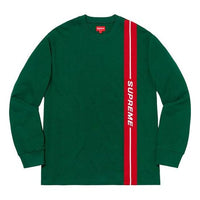 Supreme FW18 Vertical Logo Stripe LS Top Dark Green Logo Tee SUP-FW18-216