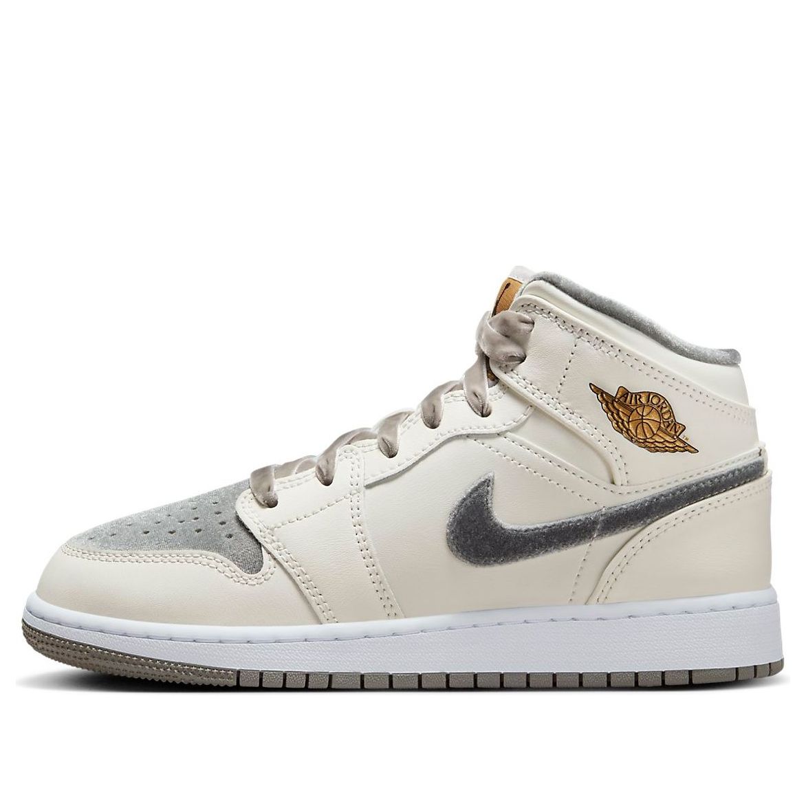 (GS) Air Jordan 1 Mid 'Grey Velvet Toe' FB9899-100