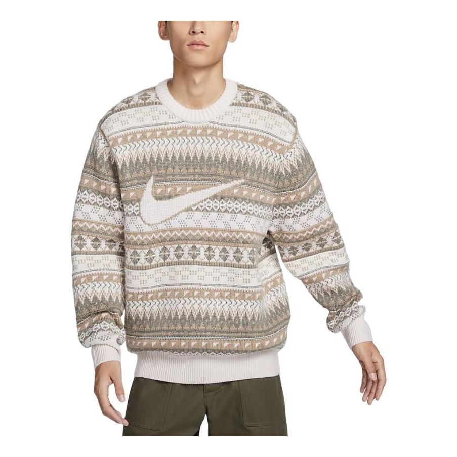 Nike Life Fair Isle Swoosh Jumper 'Beige' FZ0126-105
