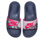 (WMNS) Nike benassi JDI Print Splash Ink Minimalistic Unisex Black Pink Slippers 618919-401